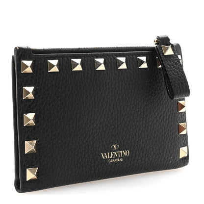Valentino Garavani Grainy Calfskin Rockstud Coin Purse Card Holder Black 3 of 7