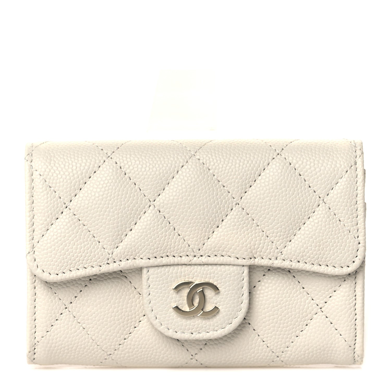 Chanel Caviar Quilted Flap Card Holder Wallet White 1 of 8