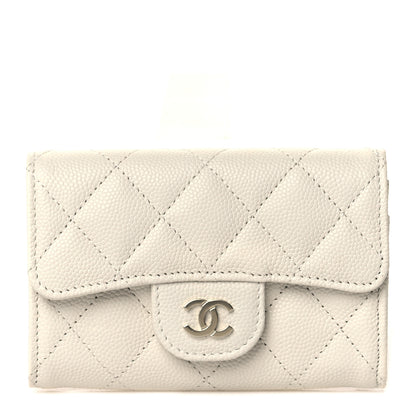 Chanel Caviar Quilted Flap Card Holder Wallet White 1 of 8