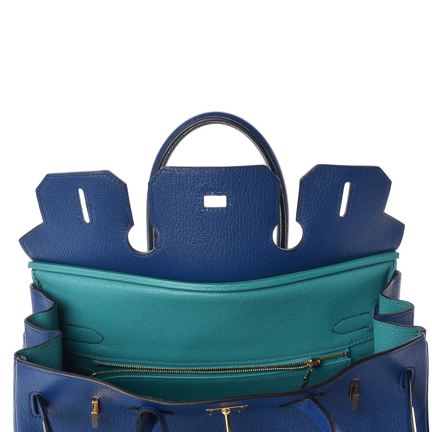 Chevre Mysore Bi-Color Horseshoe Birkin 30 Bleu Sapphire Paon