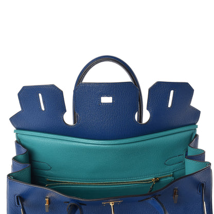 Hermes Chevre Mysore Bi-Color Horseshoe Birkin 30 Bleu Sapphire Paon 20 of 37