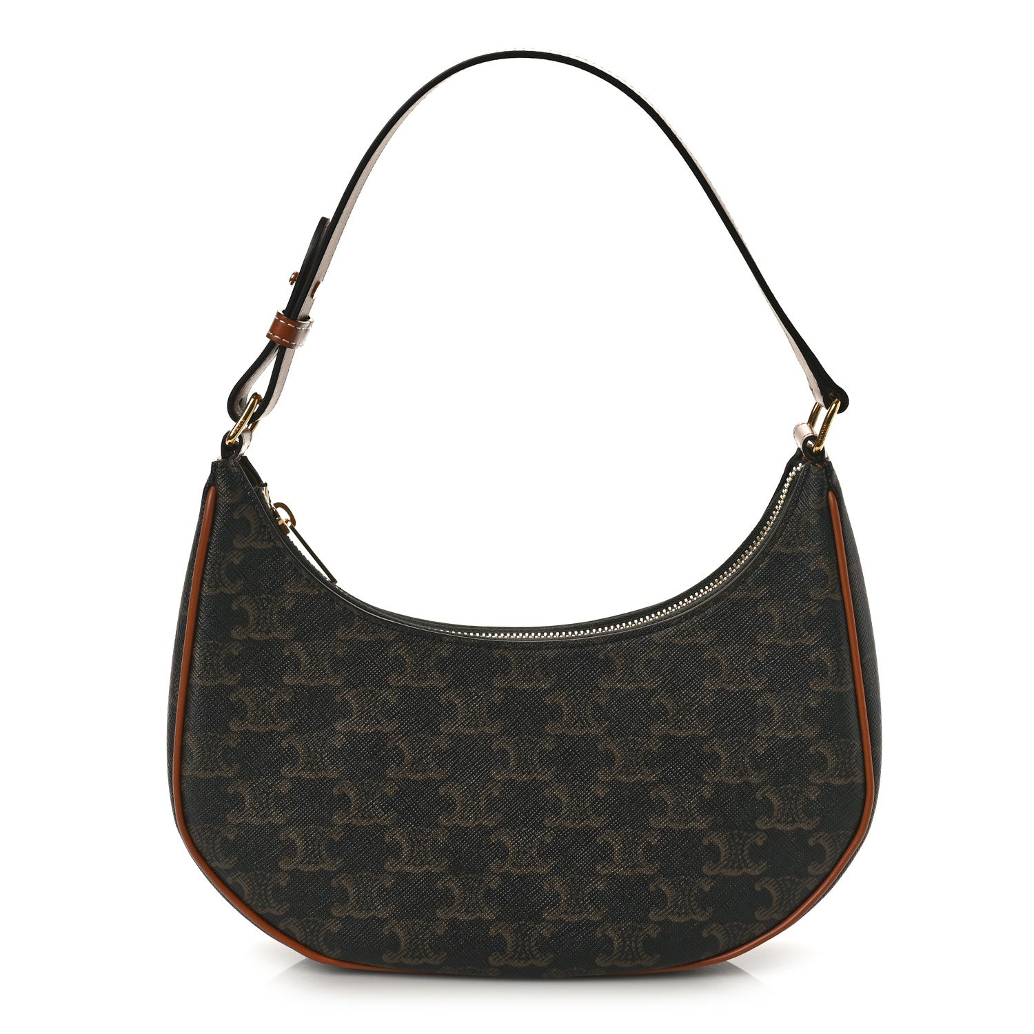 Celine Triomphe Canvas Calfskin Ava Shoulder Bag Tan 1 of 9