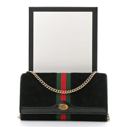 Gucci Suede Patent Web Ophidia Wallet On Chain Black 10 of 10