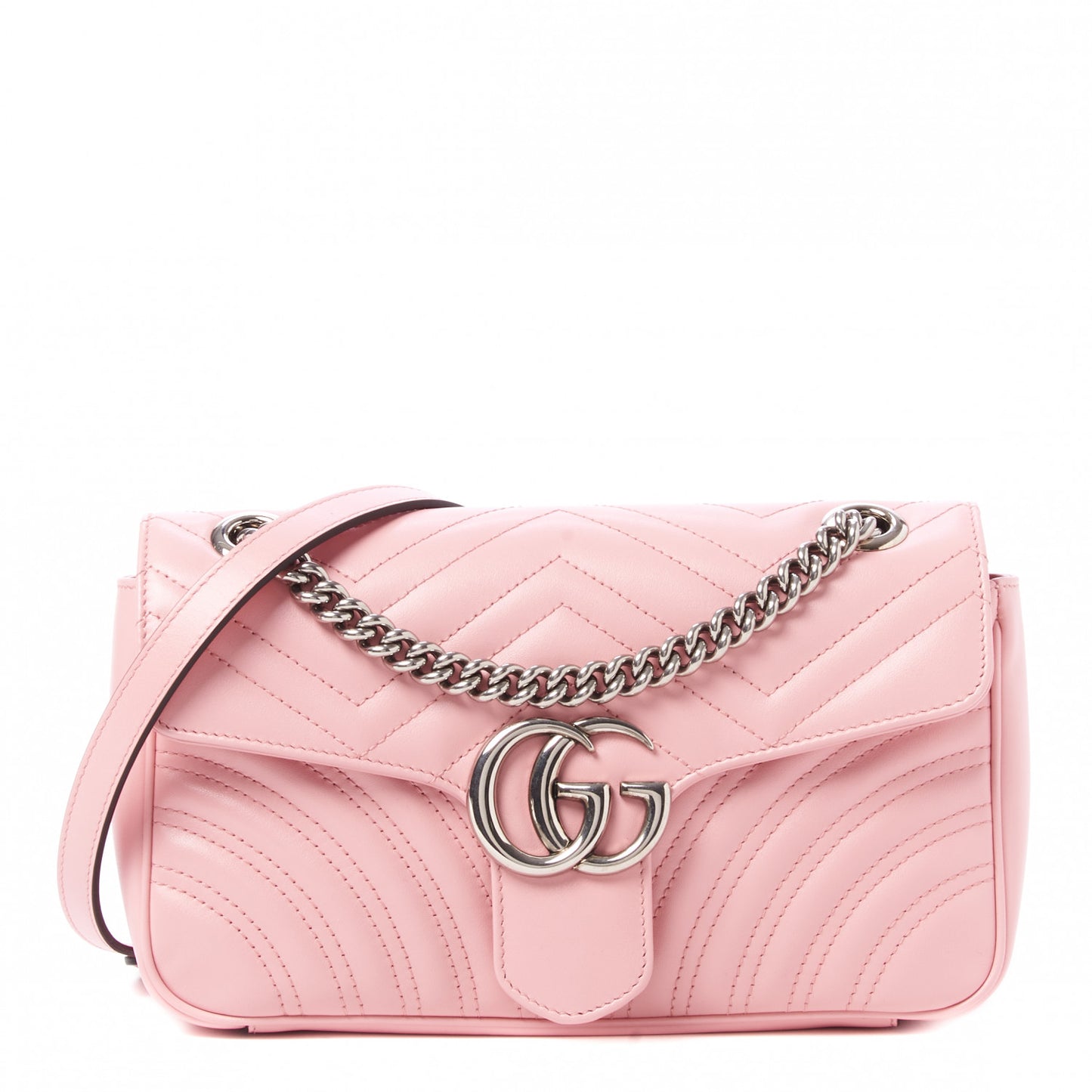Calfskin Matelasse Small GG Marmont Shoulder Bag Wild Rose