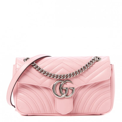 Gucci Calfskin Matelasse Small GG Marmont Shoulder Bag Wild Rose 1 of 9