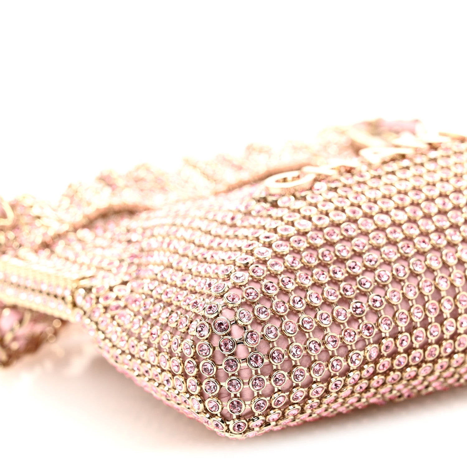 Chanel Crystal Embellished Metallic Lambskin Mini Chanel 22 Light Pink 10 of 11