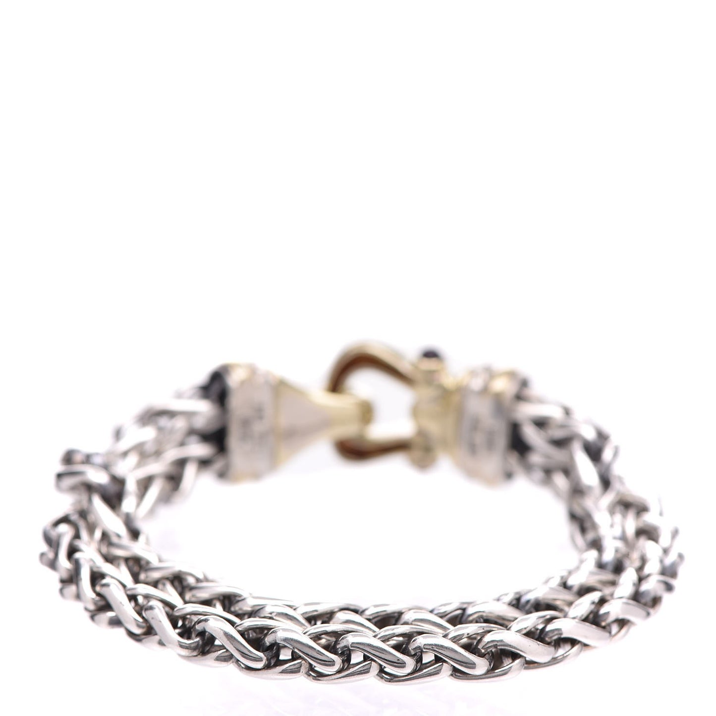 Sterling Silver 14K Yellow Gold Red Tourmaline Double Wheat Buckle Bracelet