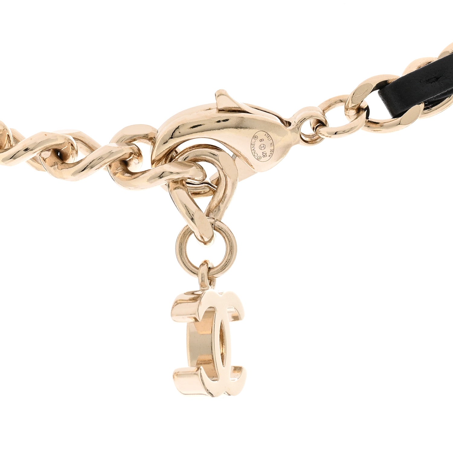 Chanel Metal Lambskin Crystal CC Choker Necklace Black Gold 5 of 6
