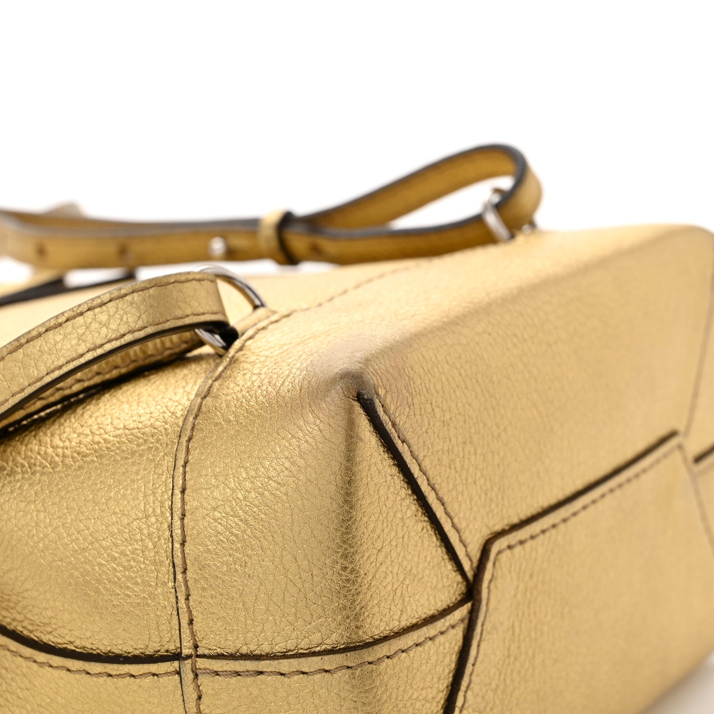 Metallic Calfskin Lockme Mini Backpack Gold