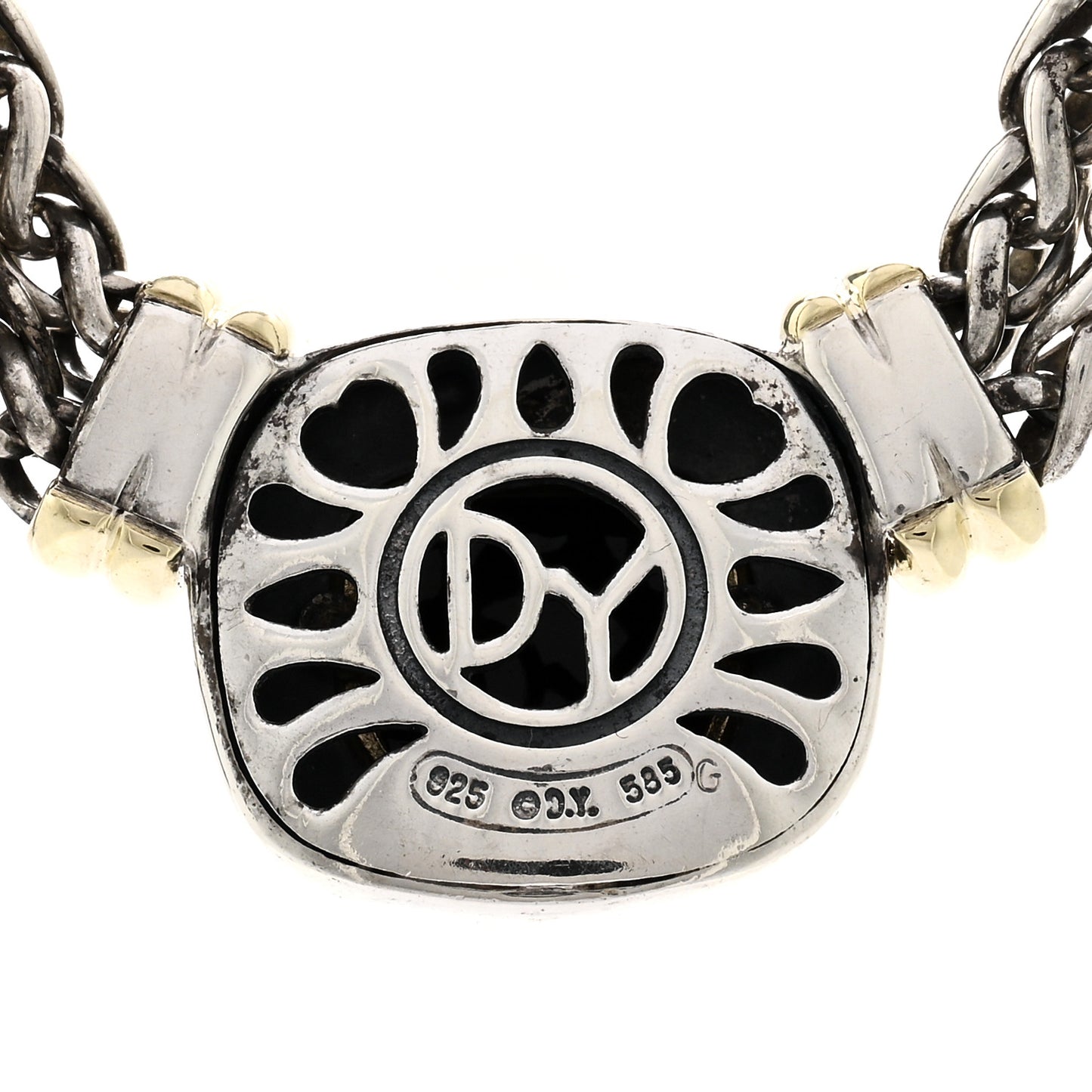 Sterling Silver 14K Yellow Gold Black Onyx Double Wheat Chain Necklace