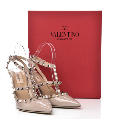 Valentino Garavani Patent Nappa Rockstud Ankle Strap 100mm Pumps 39.5 Poudre 9 of 9