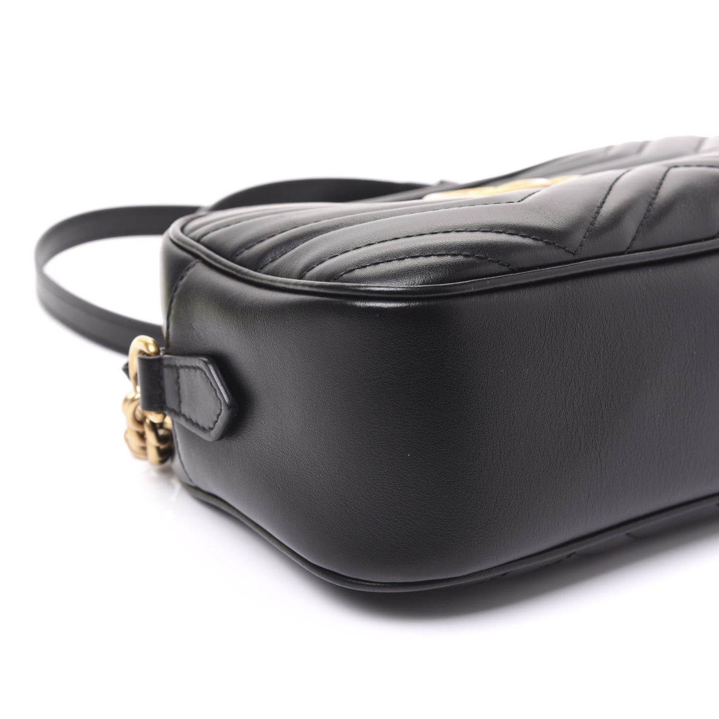 Calfskin Matelasse Small GG Marmont Chain Shoulder Bag Black
