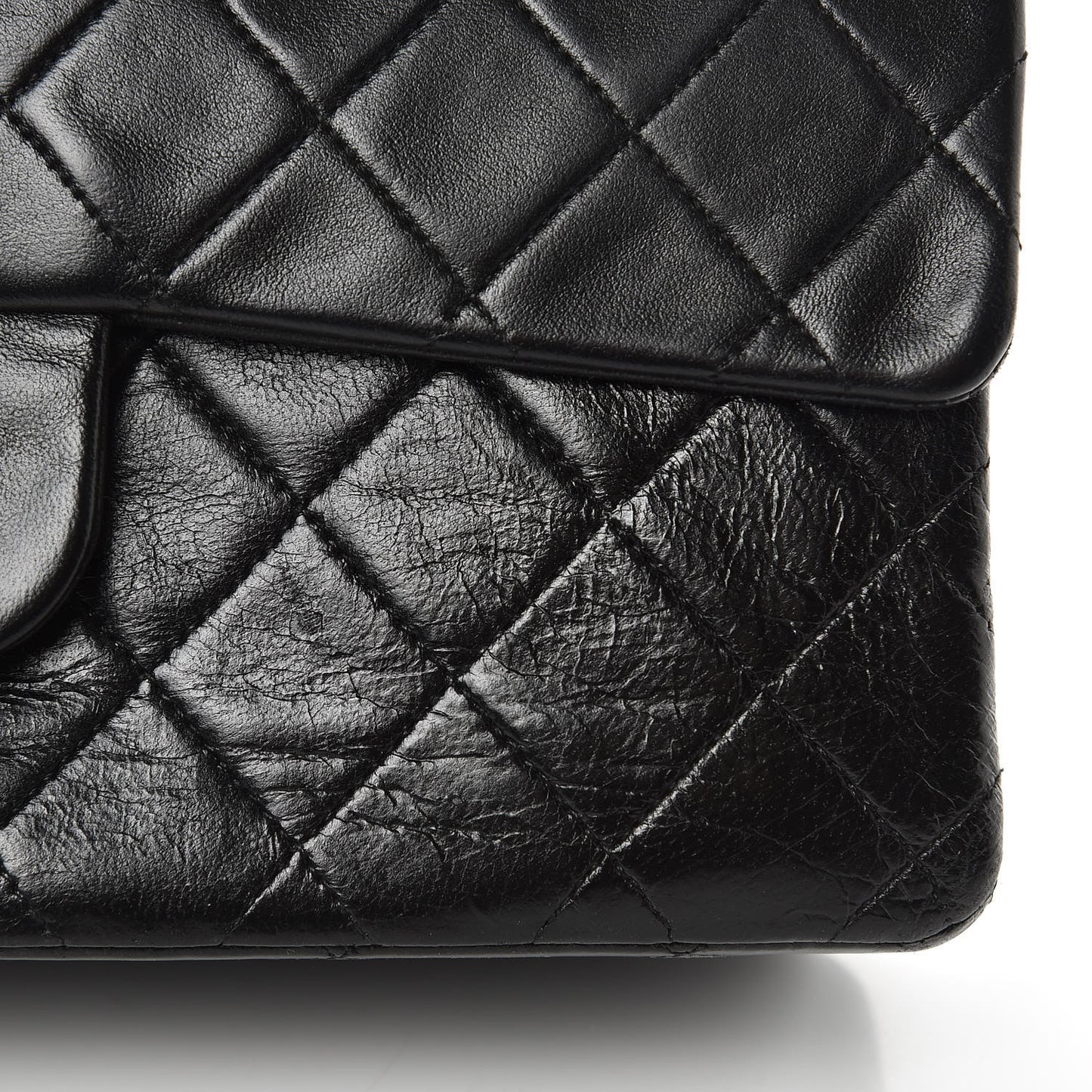 Lambskin Quilted Medium Double Flap Black
