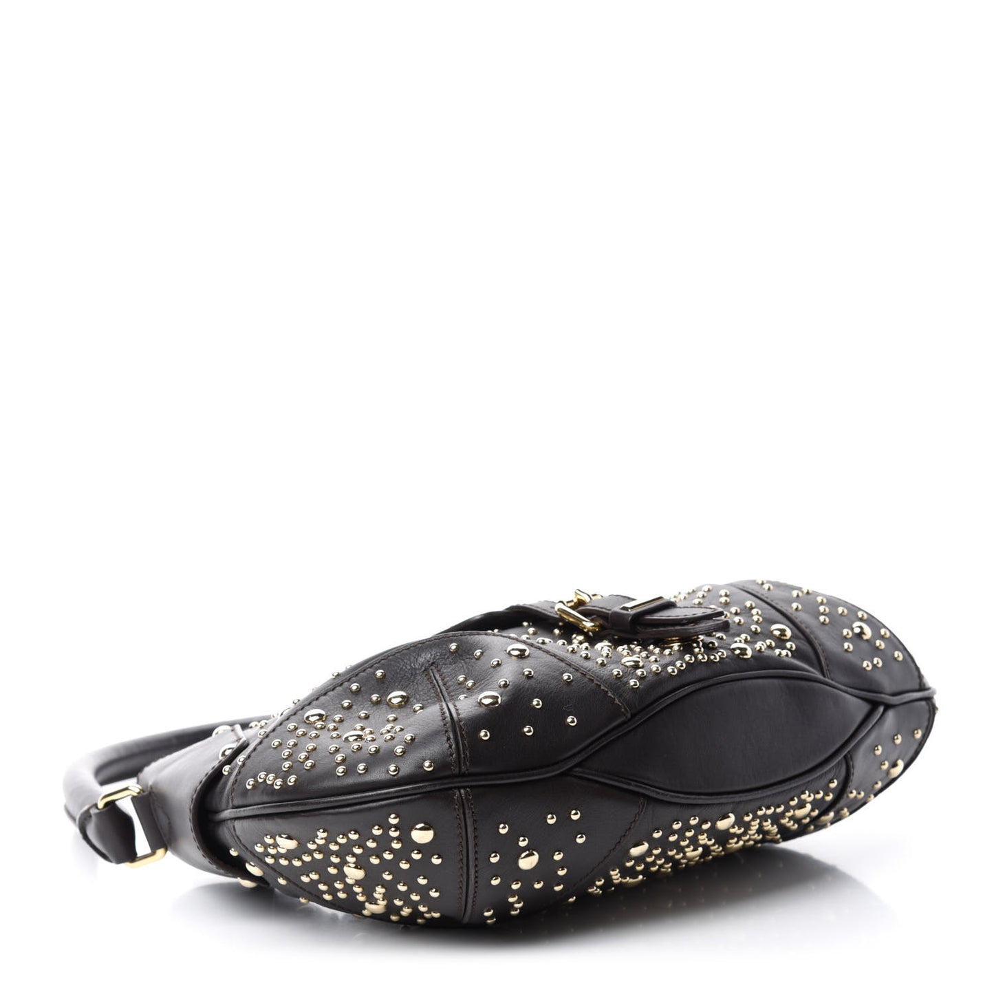 Calfskin Hackford Studded Hobo Brown