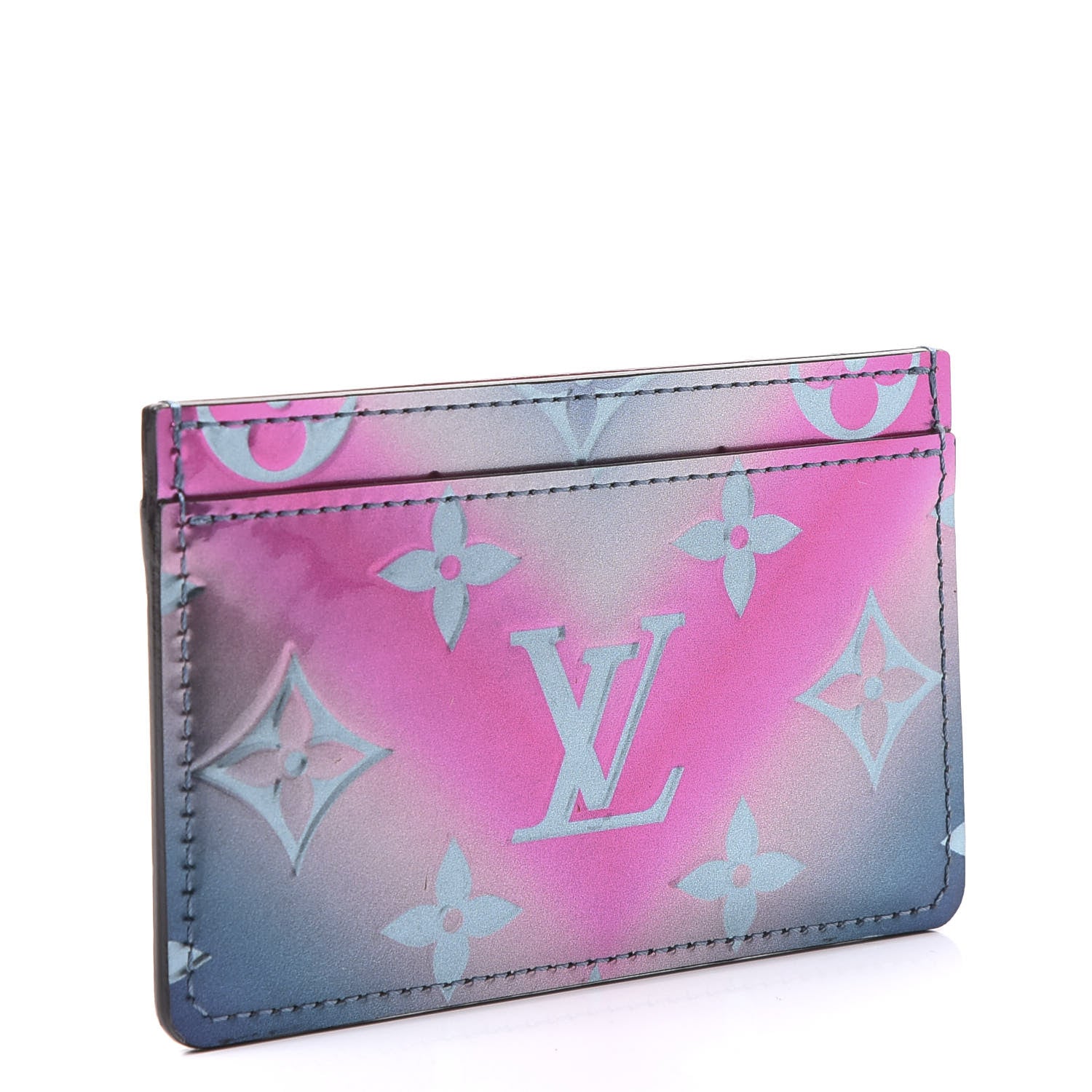 Louis Vuitton Metallic Vernis Card Holder Blue Pink 2 of 9