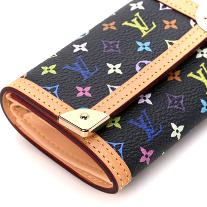 Louis Vuitton Monogram Multicolor Porte-Monnaie Plat Coin Purse Black 8 of 10