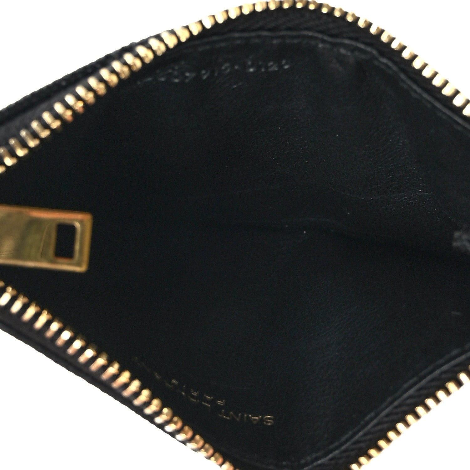 Saint Laurent Grain De Poudre Matelasse Chevron Monogram Fragments Zippered Card Case Black 5 of 8