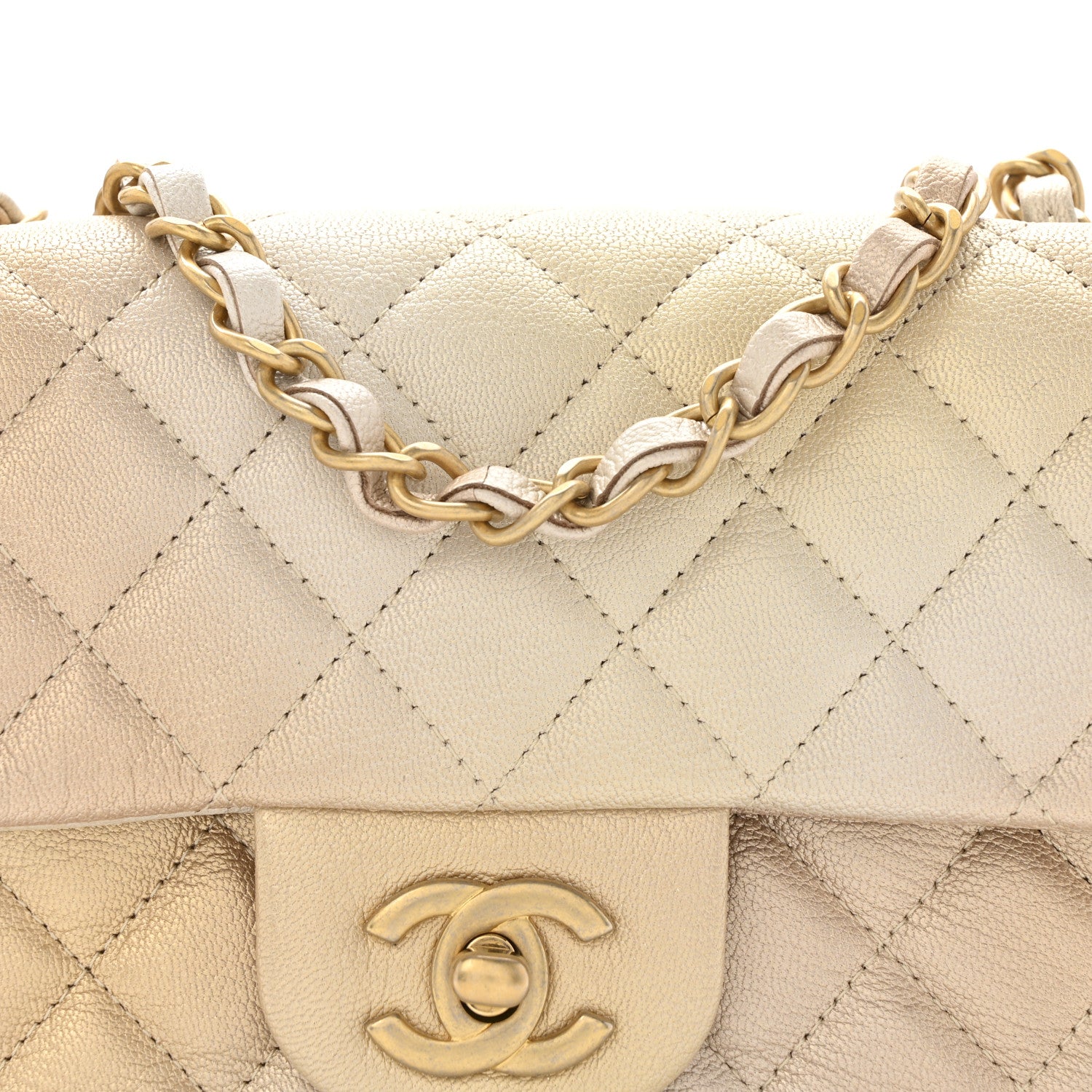 Chanel Metallic Goatskin Quilted Mini Rectangular Flap Gold 8 of 12