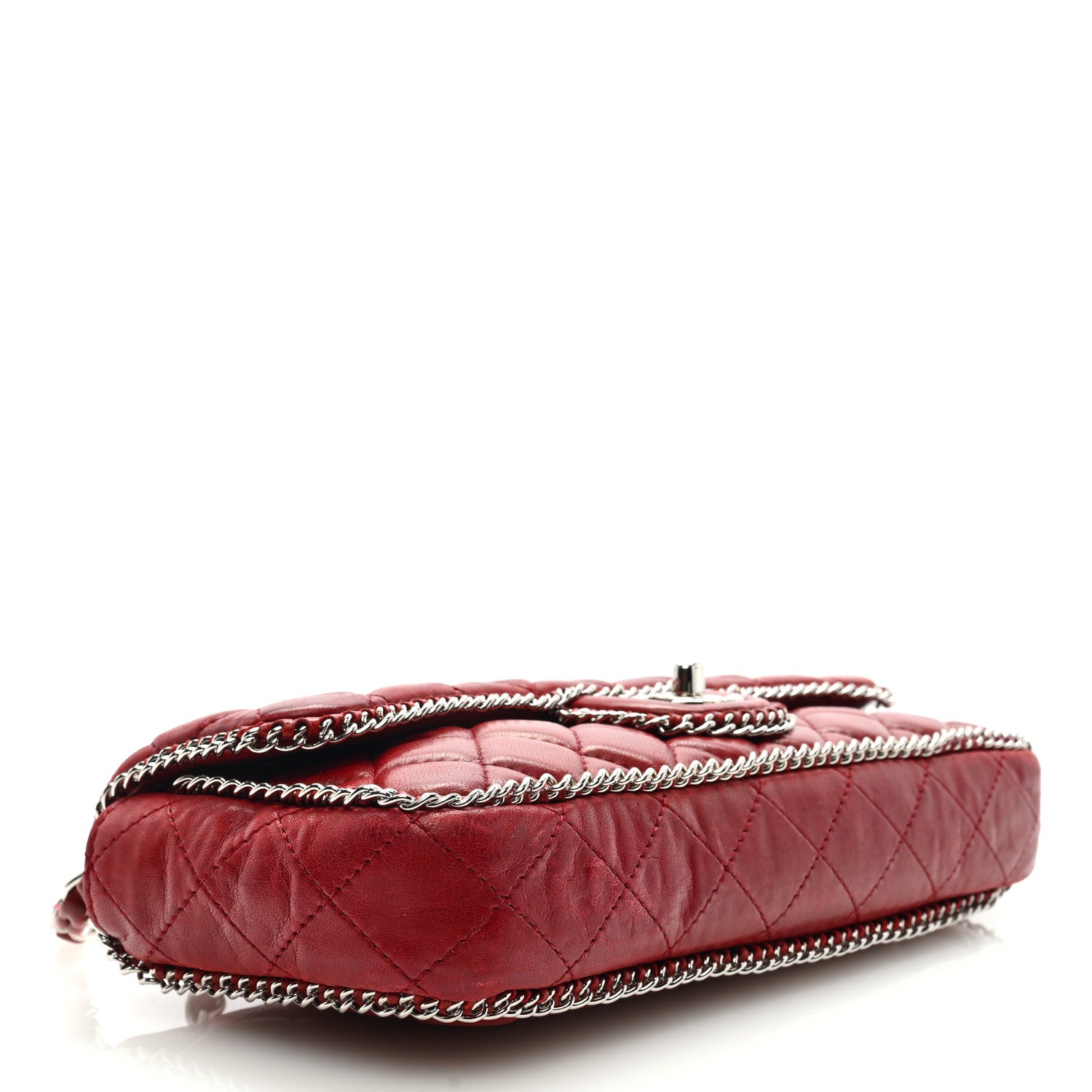 Chanel Lambskin Quilted Madison Chain Trim Flap Dark Red 4 of 9
