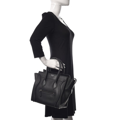 Celine Drummed Calfskin Micro Luggage Black 2 of 8
