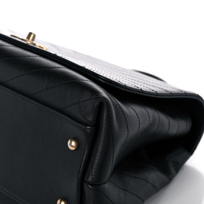 Chanel Grained Calfskin Chevron Stitched Medium Chic Top Handle Flap Black 10 of 13