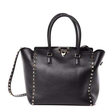 Valentino Garavani Vitello Rockstud Double Handle Tote Black 1 of 13