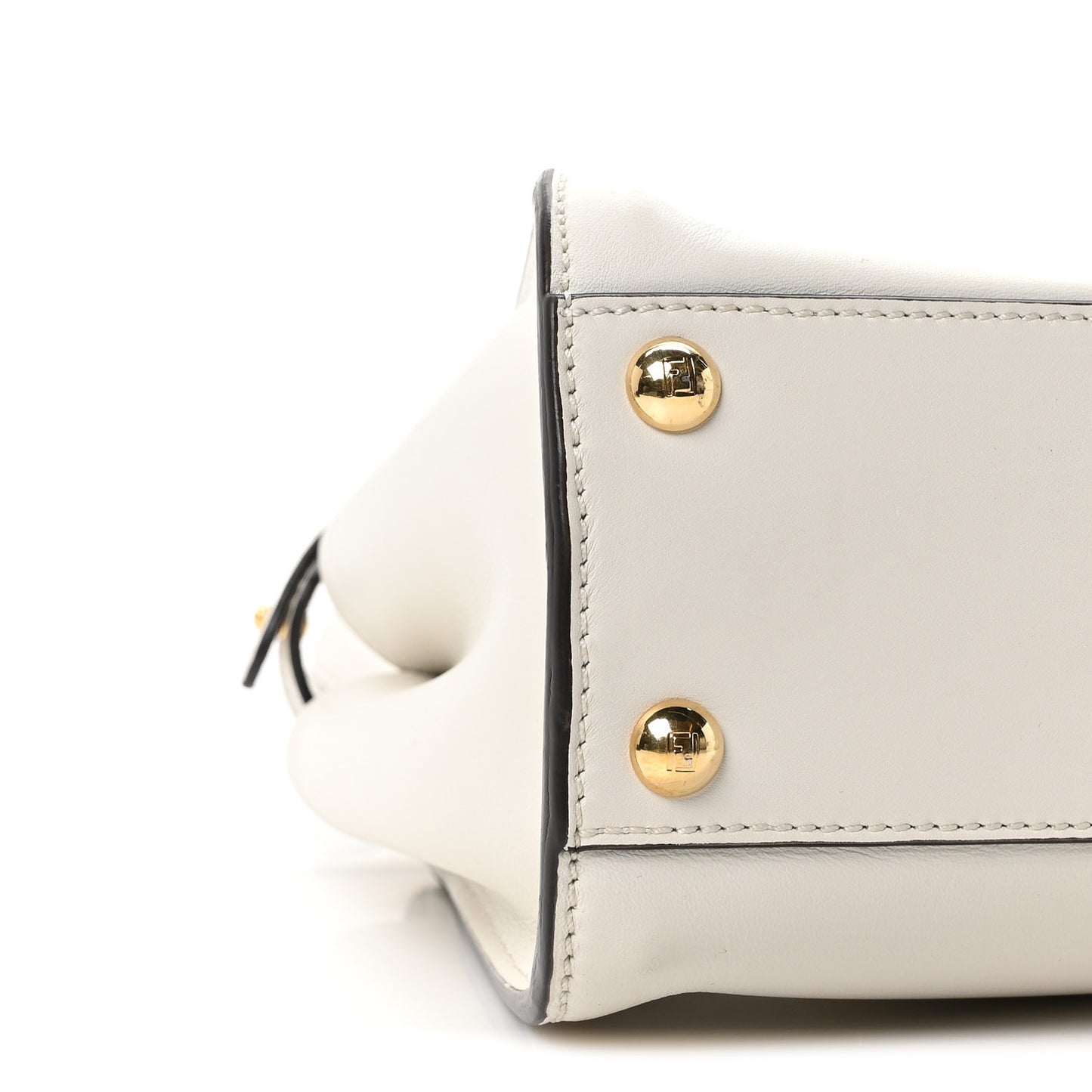 Vitello Seta Suede FF Mini Peekaboo Iconic Satchel White Ice
