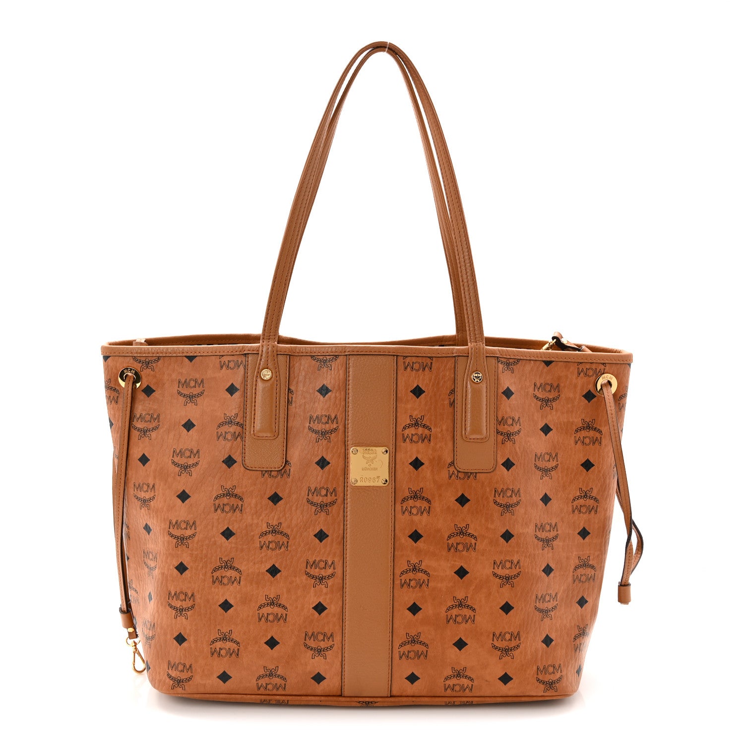 MCM Visetos Medium Liz Reversible Shopper Tote Cognac 1 of 19