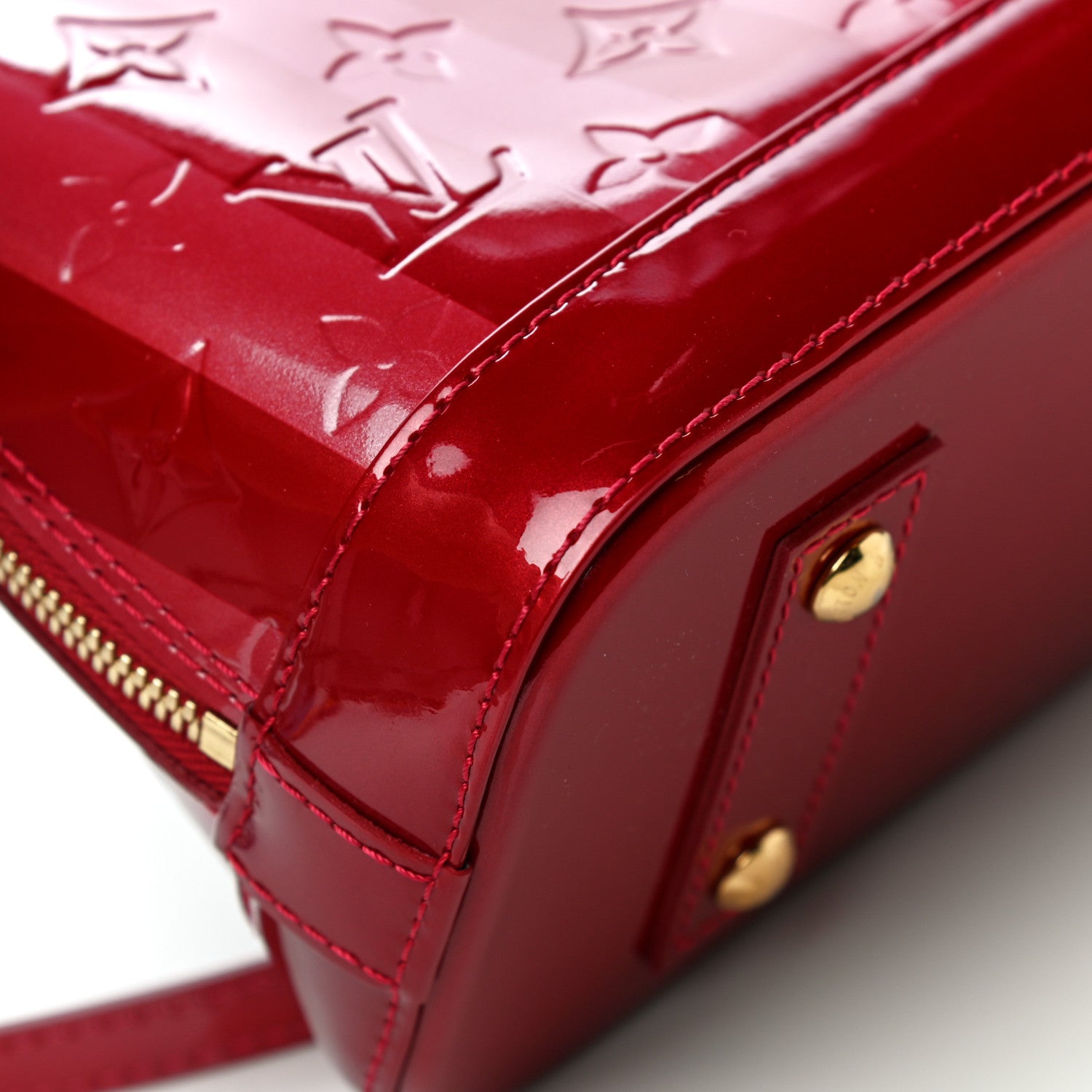 Louis Vuitton Vernis Rayures Alma BB Pomme D'Amour 8 of 14