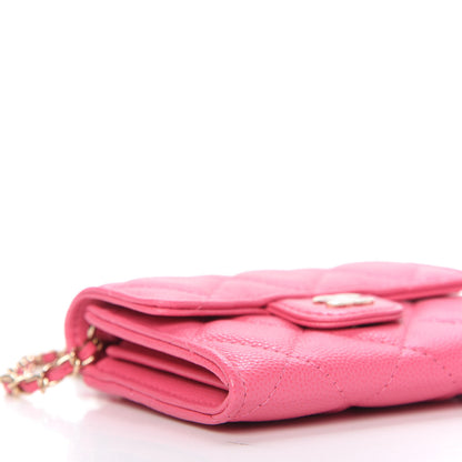 Chanel Caviar Quilted Flap Card Holder On Chain Pink 6 of 11