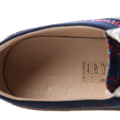 Gucci Lurex Calfskin Web GG Monogram Womens Falacer Sneakers 39 Iridescent Blue Iridescent Red Silver 7 of 9