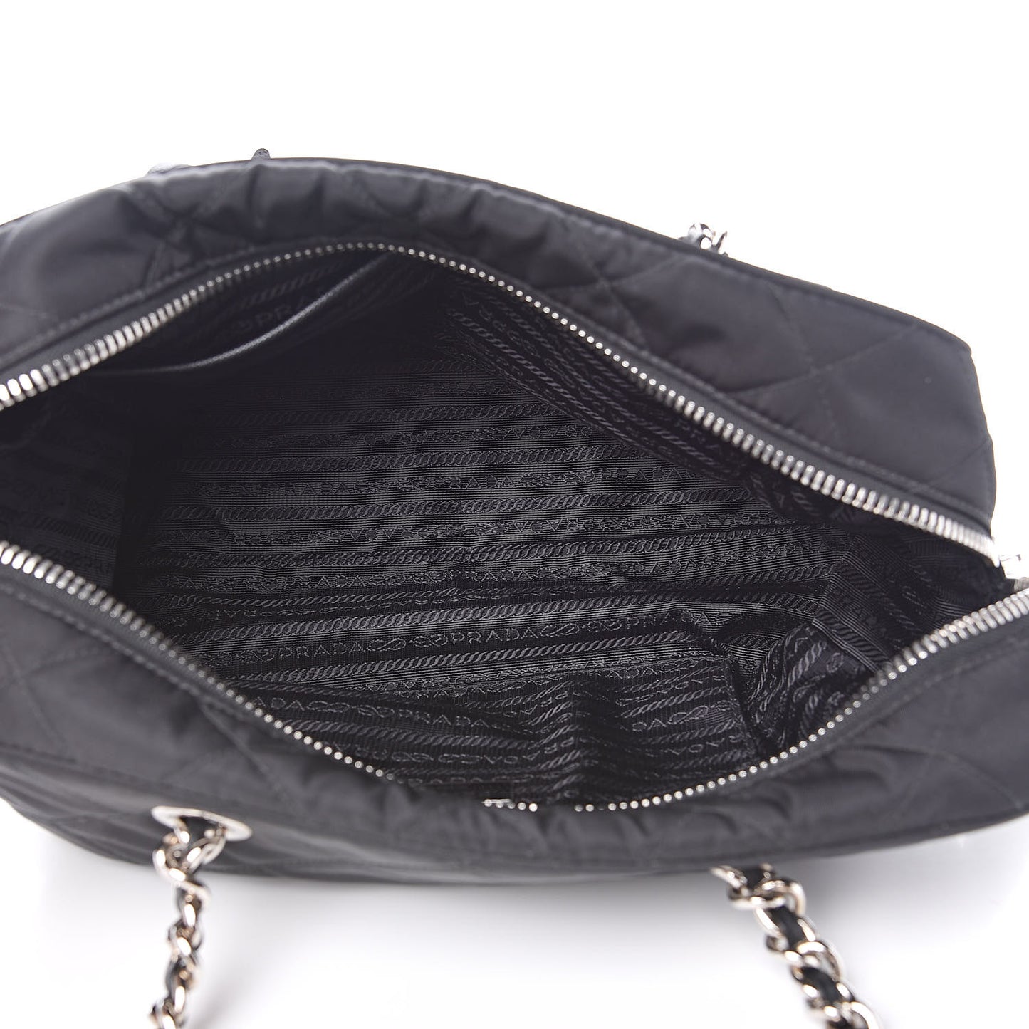 Nylon Tessuto Impuntu Quilted Shoulder Bag Black
