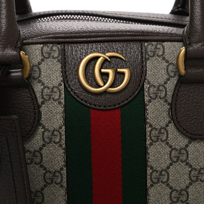 Gucci GG Supreme Monogram Textured Dollar Calfskin Web Medium Savoy Bowling Bag Beige Ebony New Acero 8 of 10