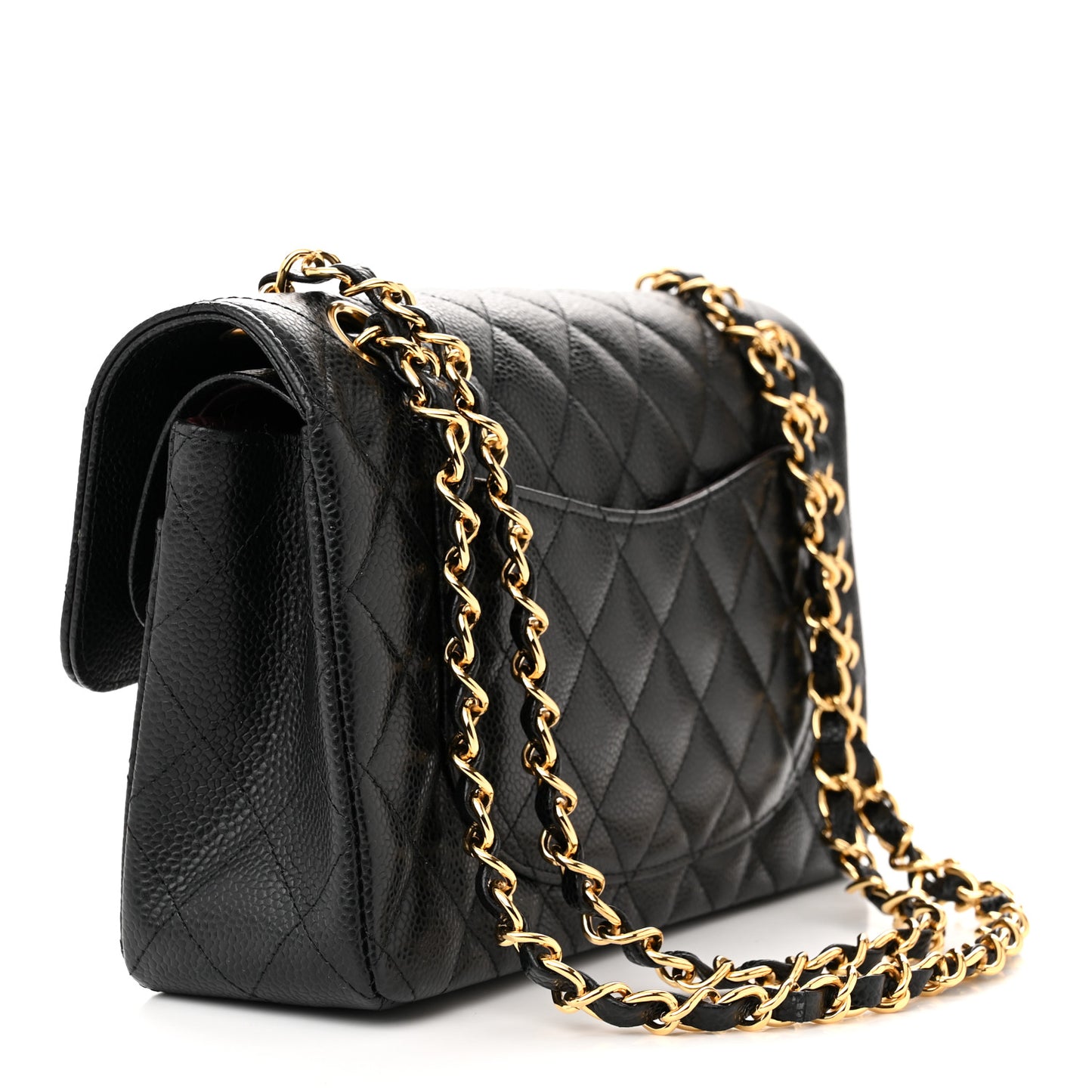 Caviar Quilted Small Double Flap Black