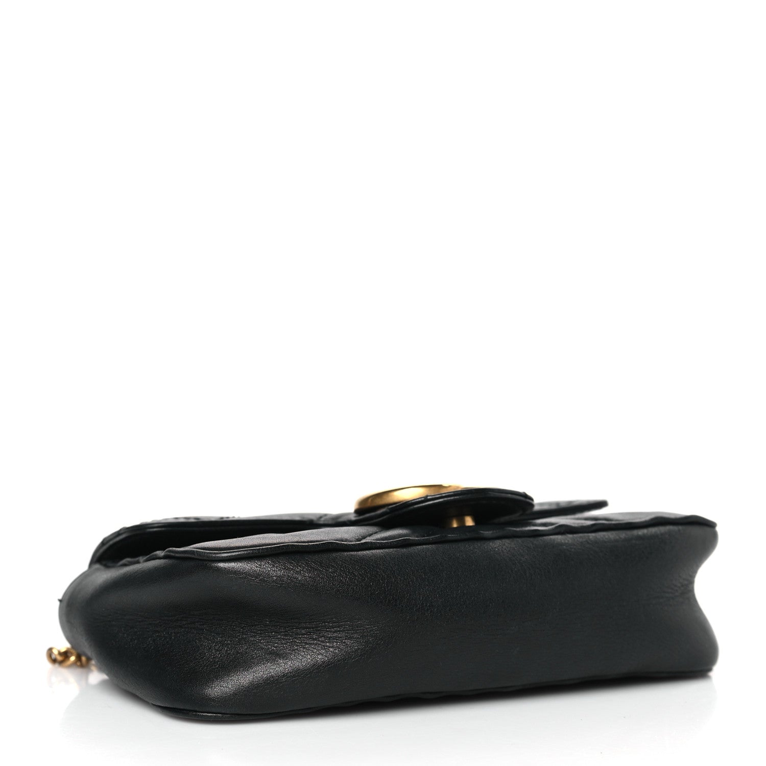 Gucci Calfskin Matelasse Super Mini GG Marmont Shoulder Bag Black 4 of 9