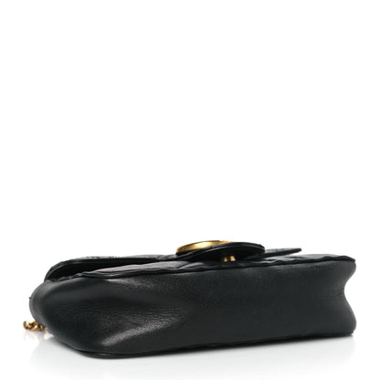 Gucci Calfskin Matelasse Super Mini GG Marmont Shoulder Bag Black 4 of 9
