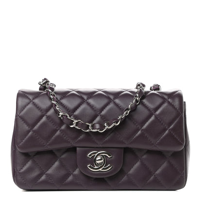Chanel Lambskin Quilted Mini Rectangular Flap Dark Purple 1 of 11