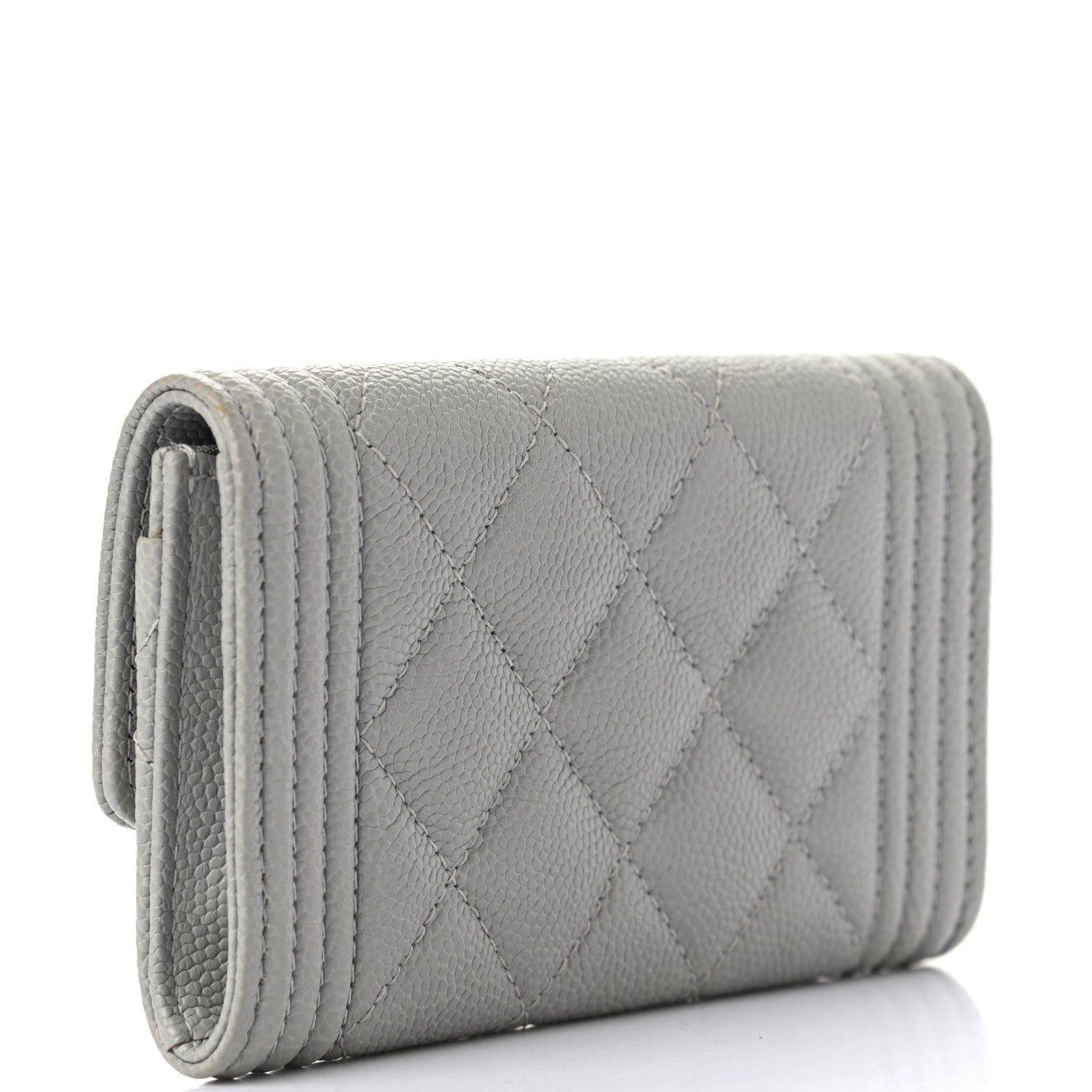 Chanel Caviar Quilted Boy Flap Card Holder Grey 3 of 9