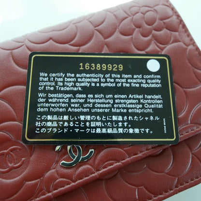 Chanel Lambskin Camellia Wallet on Chain WOC Red 12 of 13