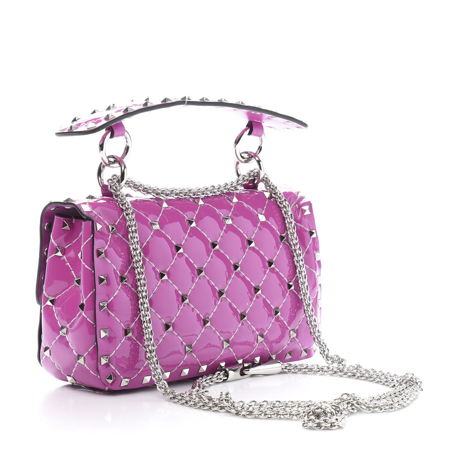 Valentino Garavani Patent Small Rockstud Spike Shoulder Bag Radiant Orchid 3 of 9