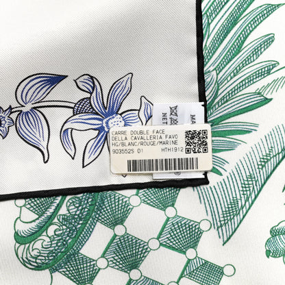 Hermes Silk Della Cavalleria Favolosa Double Face Scarf 90 Blanc Rouge Marine 5 of 5