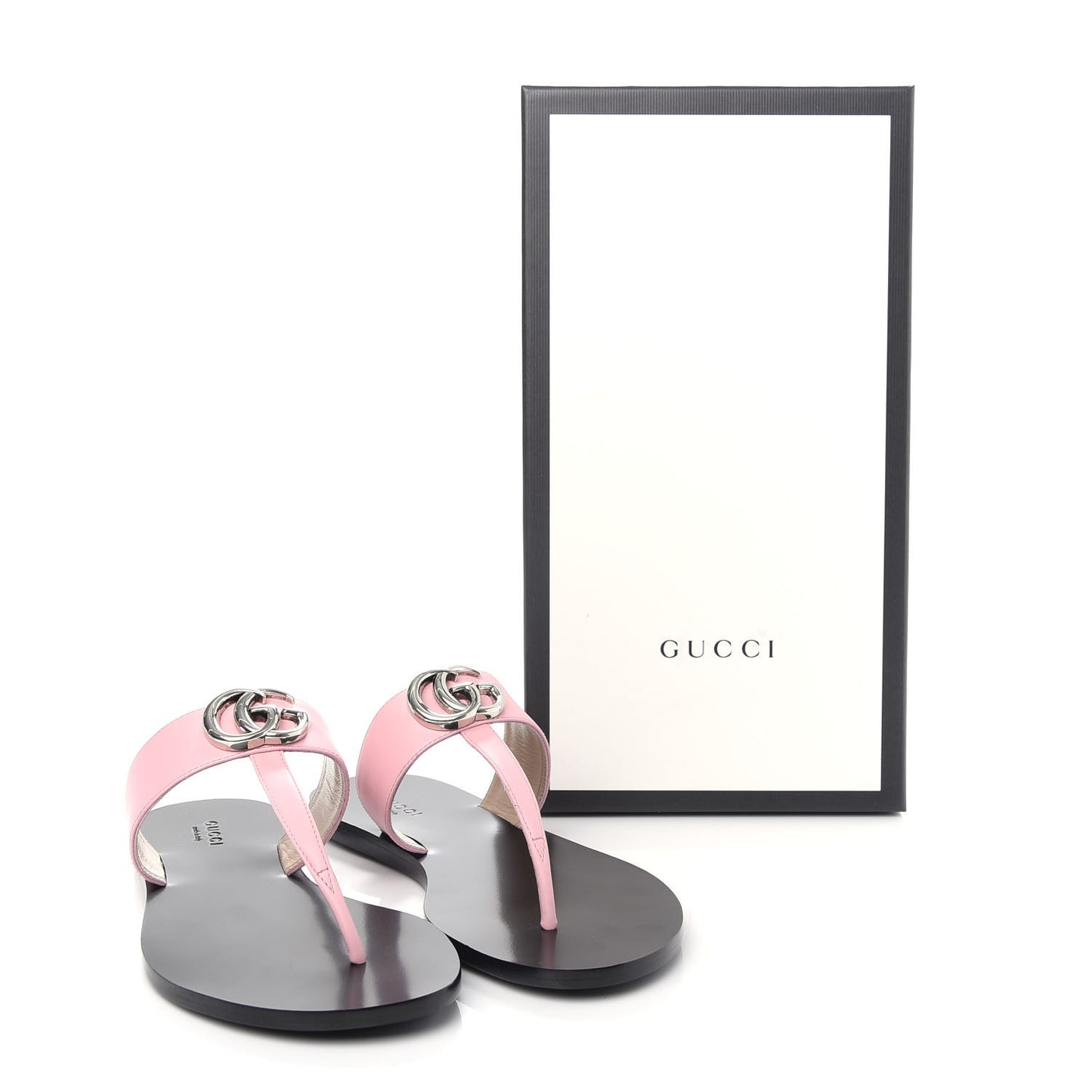 Calfskin GG Marmont Thong Sandals 37 Wild Rose