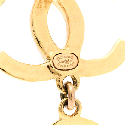 Chanel Metal Resin CC Drop Earrings Gold Pink Orange 4 of 5