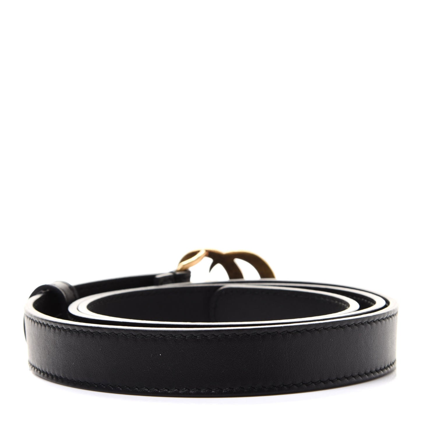 Calfskin Pearl Double G 20mm Belt 85 34 Black Cream
