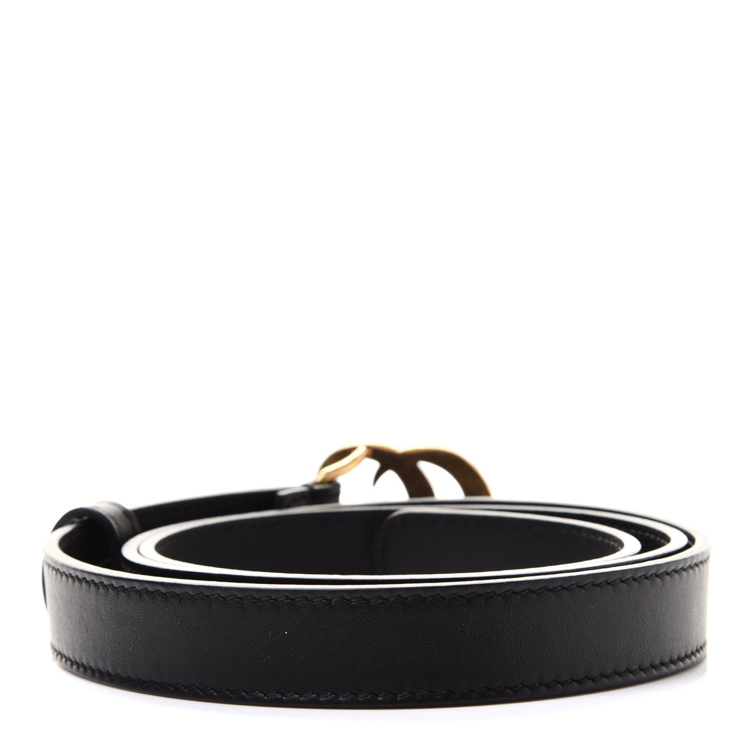 Gucci Calfskin Pearl Double G 20mm Belt 85 34 Black Cream 2 of 4
