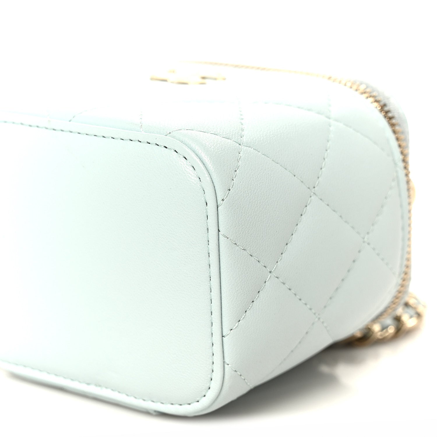 Chanel Lambskin Quilted Top Handle Mini Vanity Case With Chain Light Blue 10 of 11