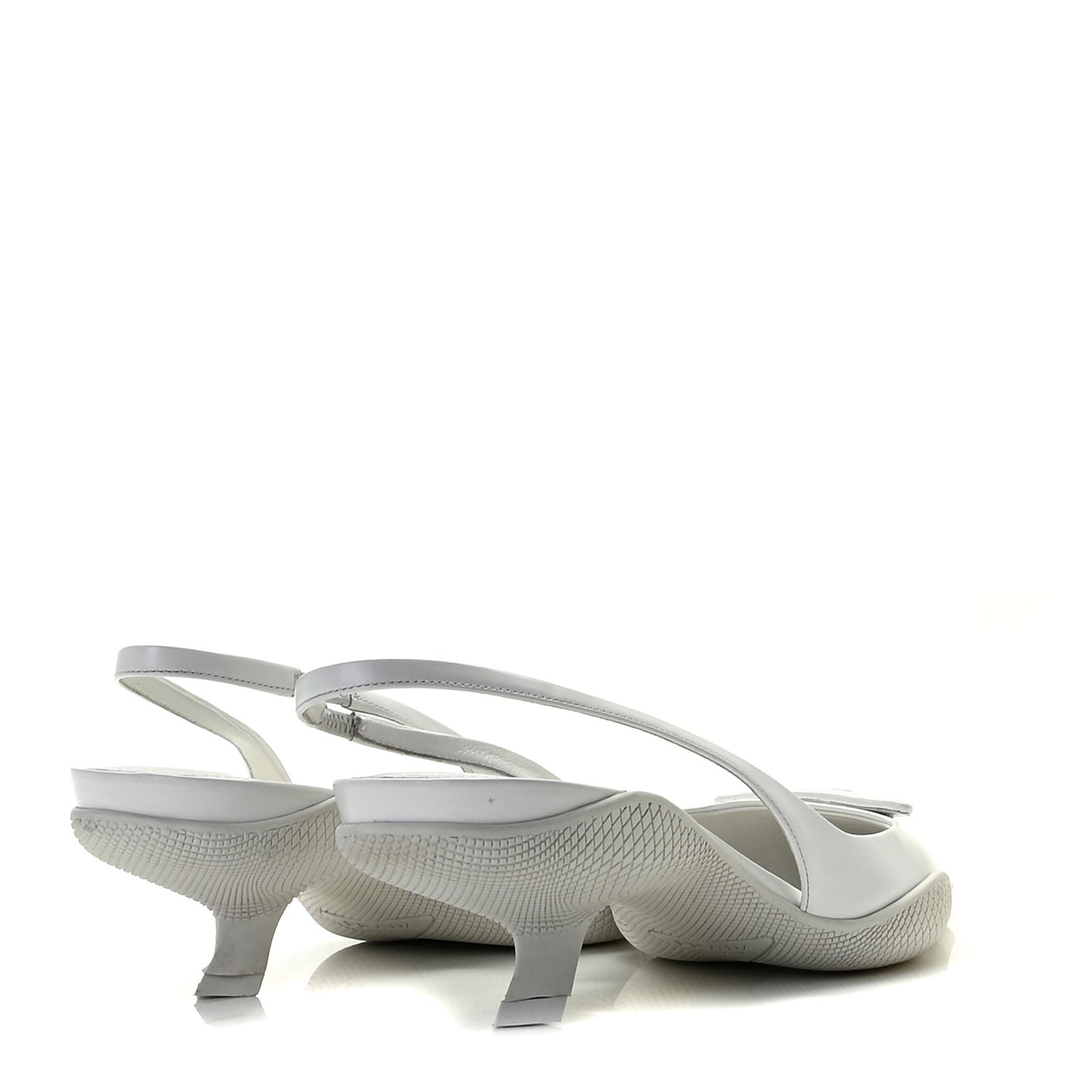 Spazzolato Triangle Logo Pointed Toe 45mm Slingback Pumps 38.5 White