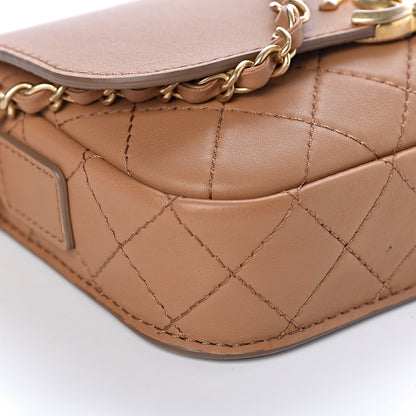 Chanel Calfskin Quilted Flap And Coin Purse Light Brown 9 of 12