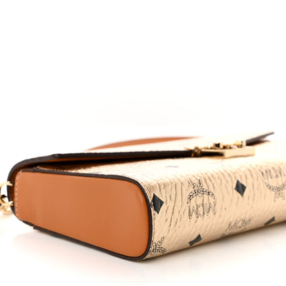 MCM Metallic Visetos Medium Millie Crossbody Bag Berlin Gold 9 of 10