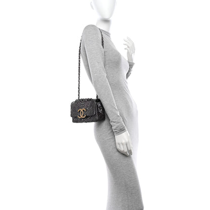 Chanel Metallic Snakeskin Strass Flap Bag Light Purple 2 of 13